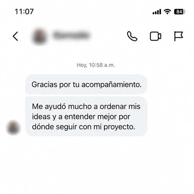 Mensaje de agradecimiento de una persona mentorizada por Felipe Henao
