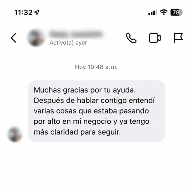 Mensaje de agradecimiento de una persona mentorizada por Felipe Henao